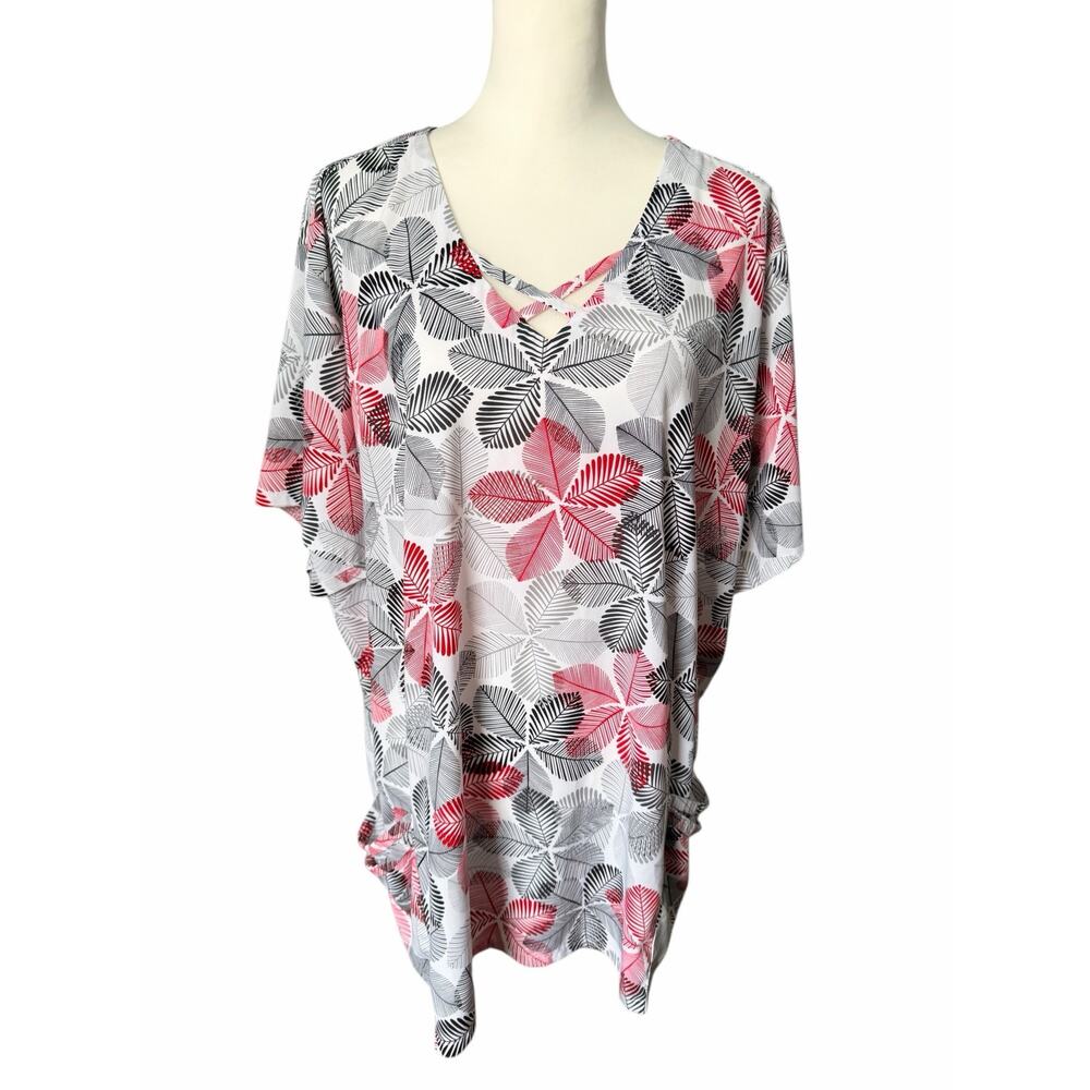 Buttersoft Red Black White Scrub Top 3X